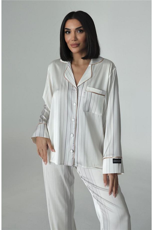 Sogni Lineari Saten Uzun Pijama Takımı LDK06 - 3
