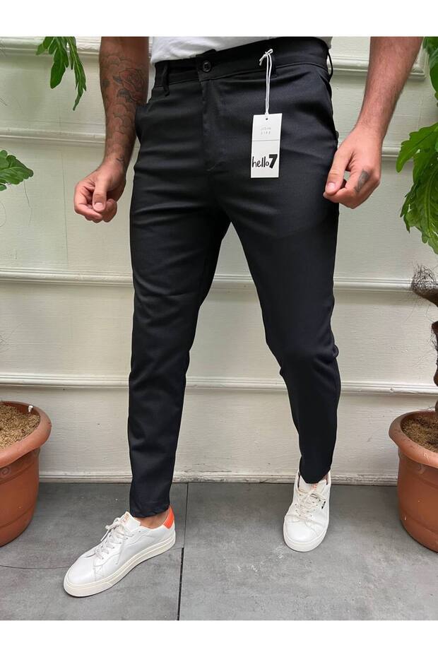 Men's black W Pattern pants - 1