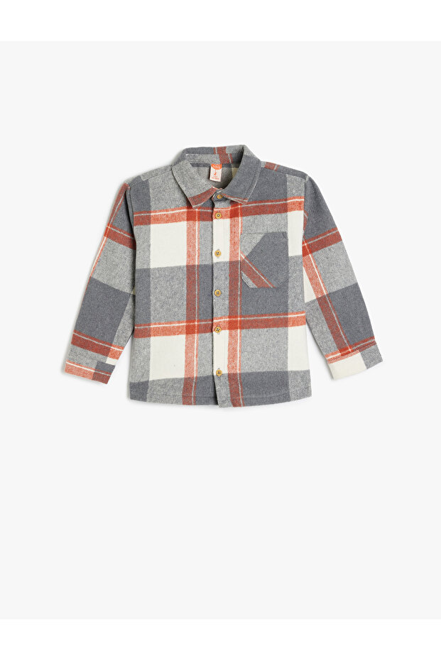 Long Sleeve Plaid Lumberjack Shirt with Button Detail