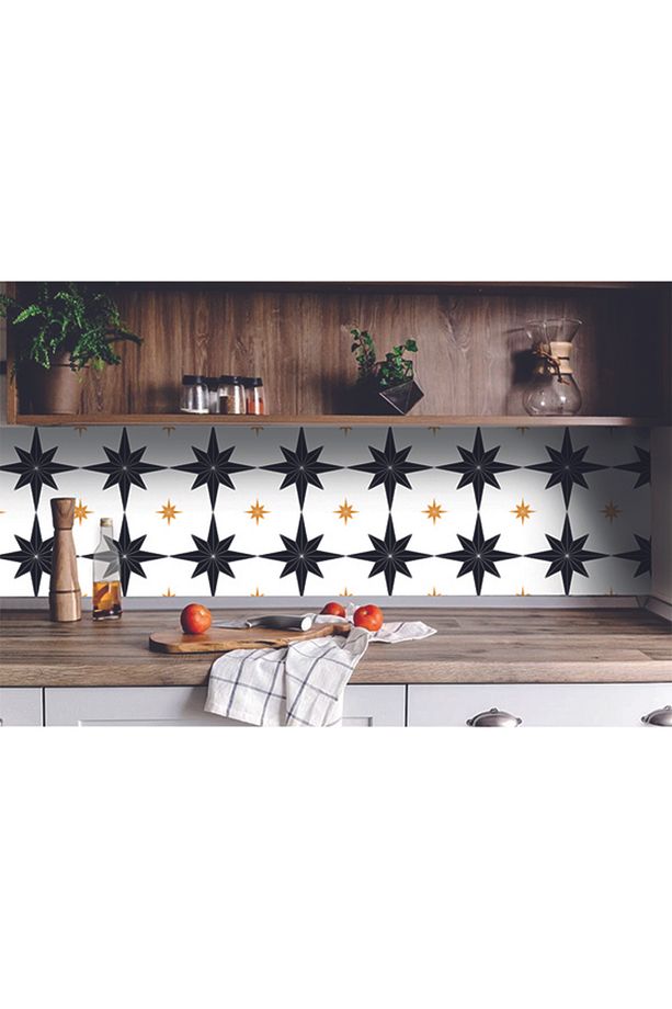 Kendinden Yapışkanlı Altın Yıldız Desenli Pvc Karo 30x30 Cm (11 ADET) 1m2 - 5