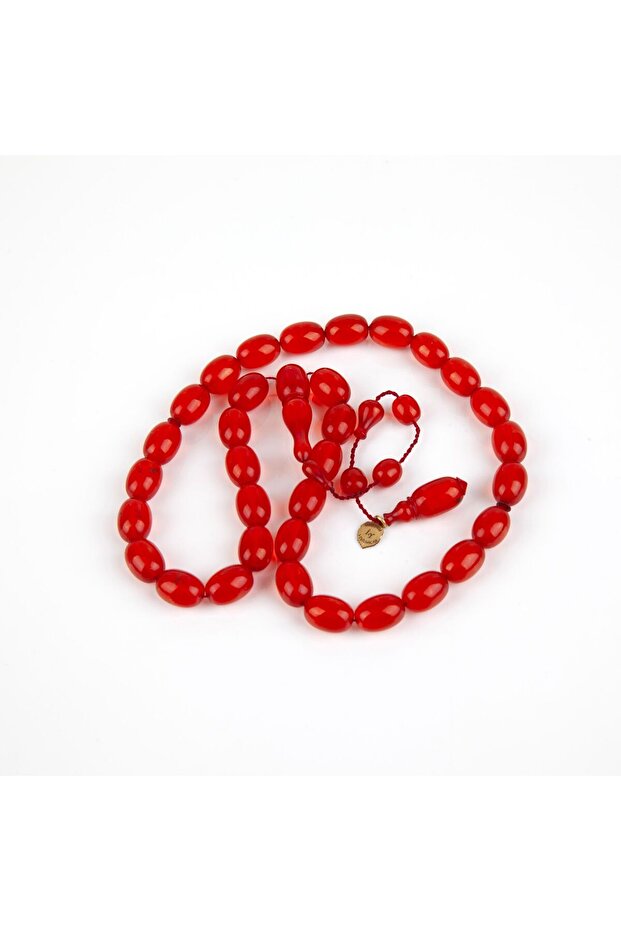 Zar Amber Bezi Cut 8X11Mm Prayer Beads - Transparent Red