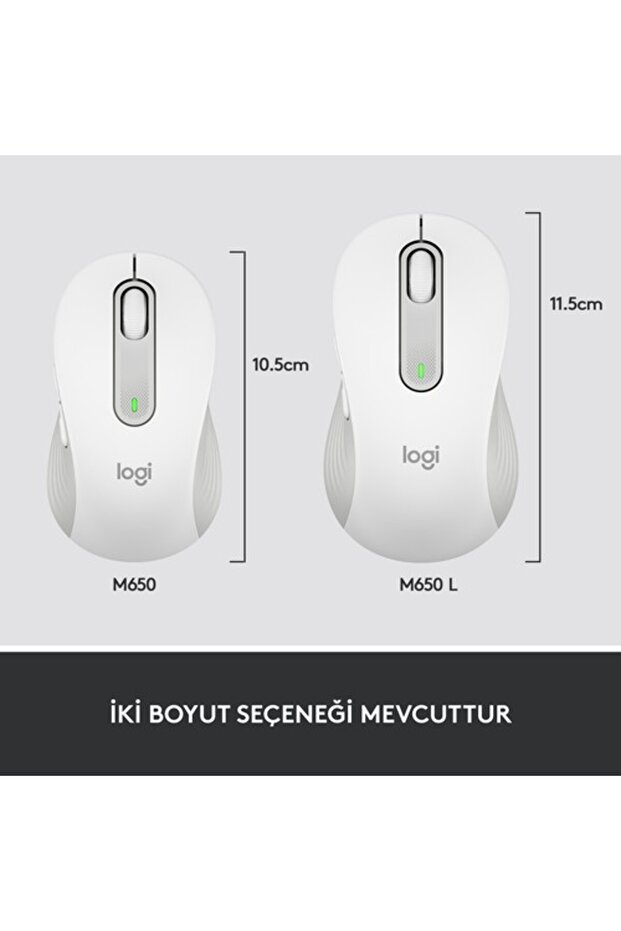 Signature M650 Küçük ve Orta Boy Sağ El Için Sessiz Kablosuz Mouse Beyaz 910-006255 - 9