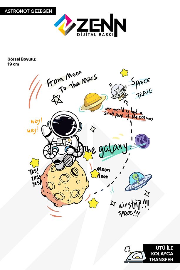 Gezegen Astronot Ütü İle Yapışan Dtf Baskı - 1