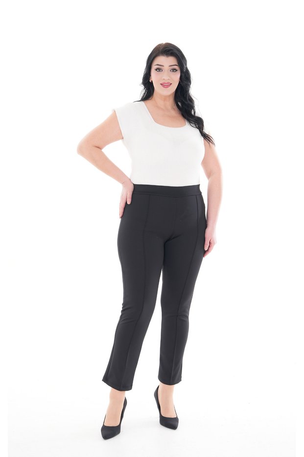 Women's High Waist Recovery Original Submersible Fabric Front Grass Black Pants