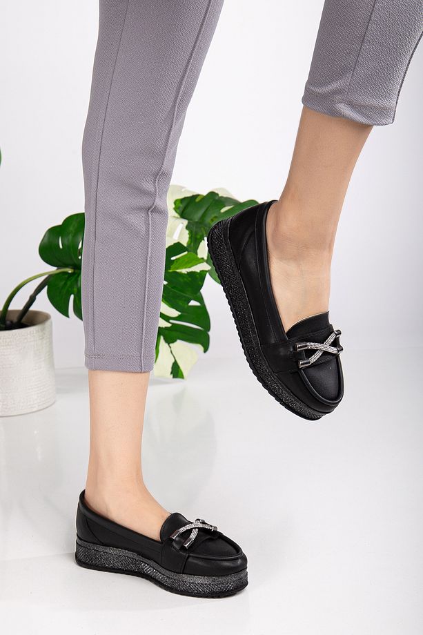 Kadın Simli Taban Ortopedik Taban Anne Ayakkabısı Loafer - 2