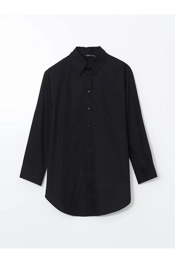 LCW Modest Siyah Poplin Kadın Gömlek Tunik - 1