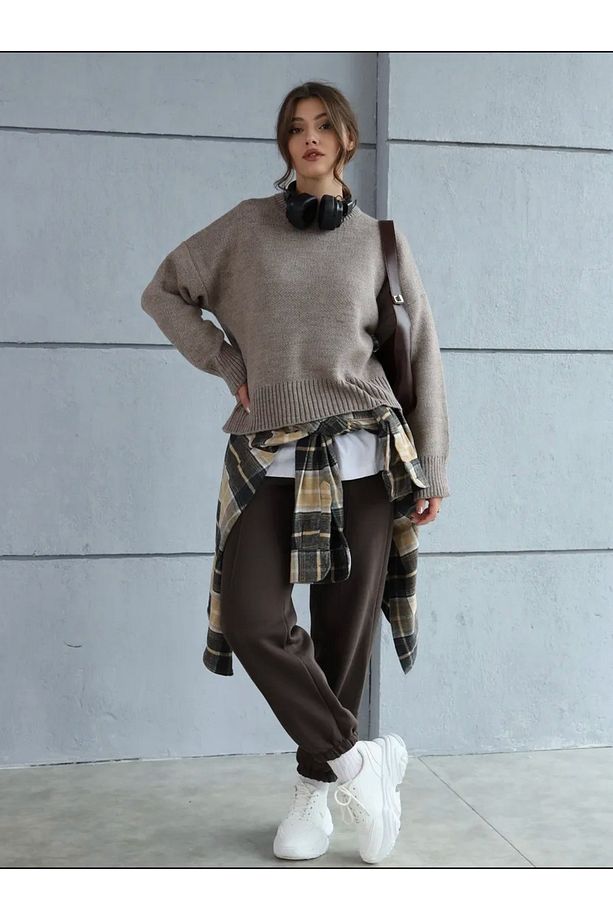 Vizon Bisiklet Yaka Oversize Triko Kazak - 5