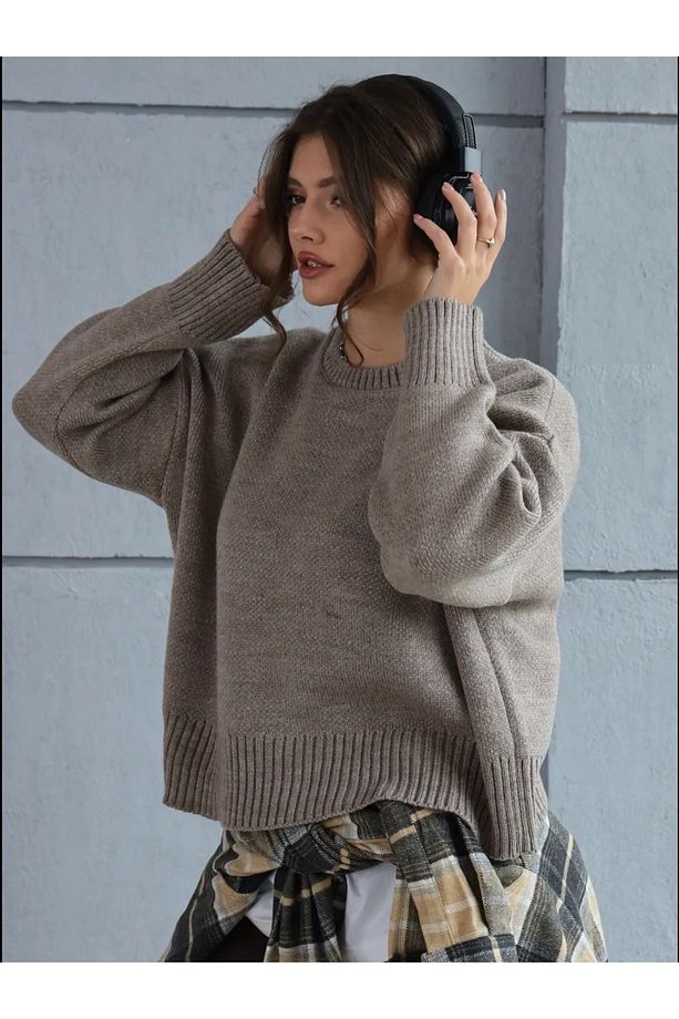 Vizon Bisiklet Yaka Oversize Triko Kazak - 7