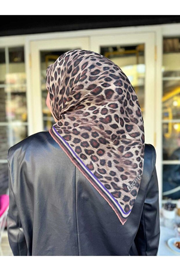 نسخة - وشاح ناعم من القطن بطبعة جلد الفهد الملون للنساء