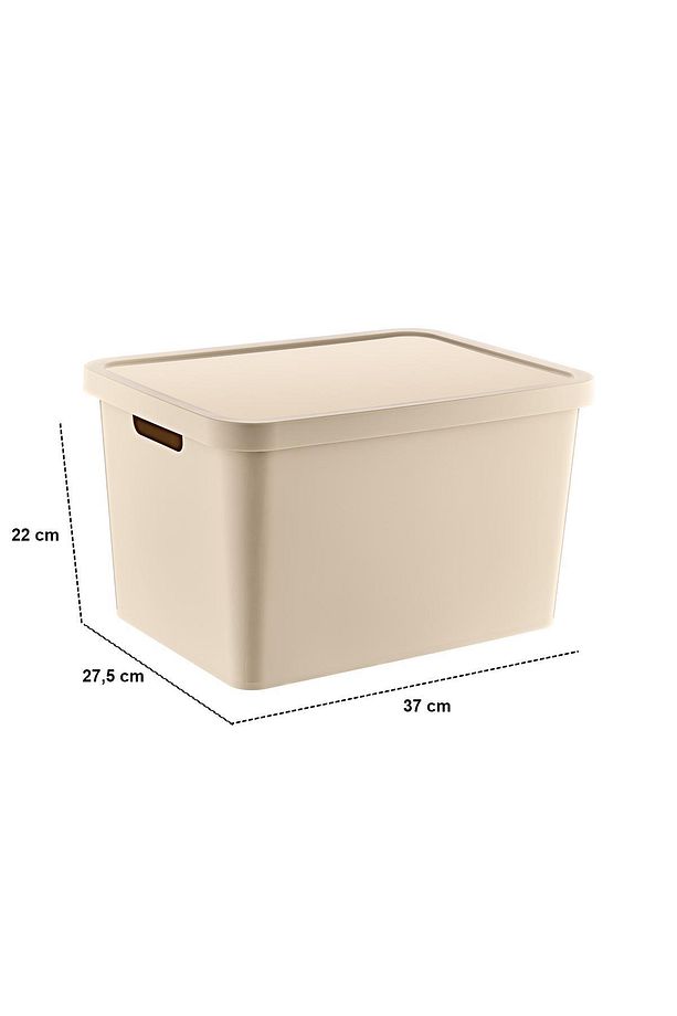 3'lü Set Stafi Kapaklı Kutu Latte (4,5-12-18 LT) - 3