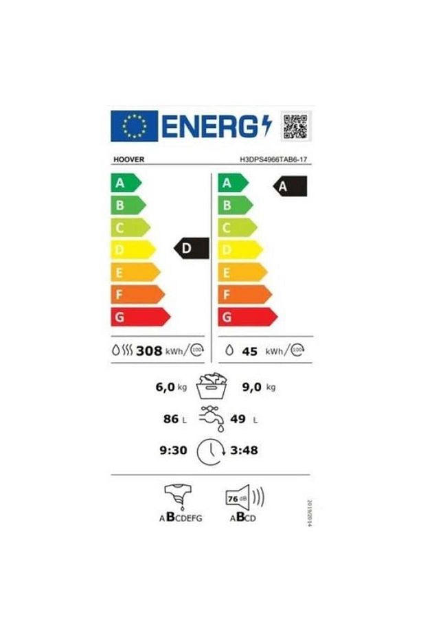 H3DPS4966TAB6-17 9 kg Yıkama 6 kg Kurutma Wi-Fi Bağlantılı 1400 Devir Kurutmalı Çamaşır Makinesi - 5