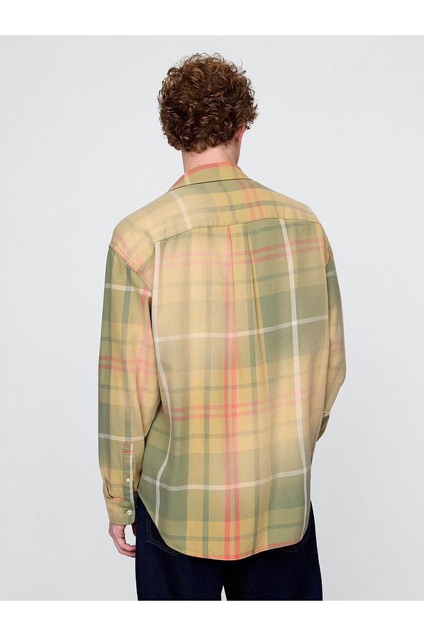 Erkek Sarı Sunwashed Twill Oversize Gömlek - 4