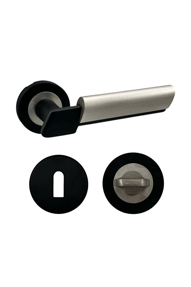 Linda Alm Round Rosette Door Handle Room Satin Paint Matte Black
