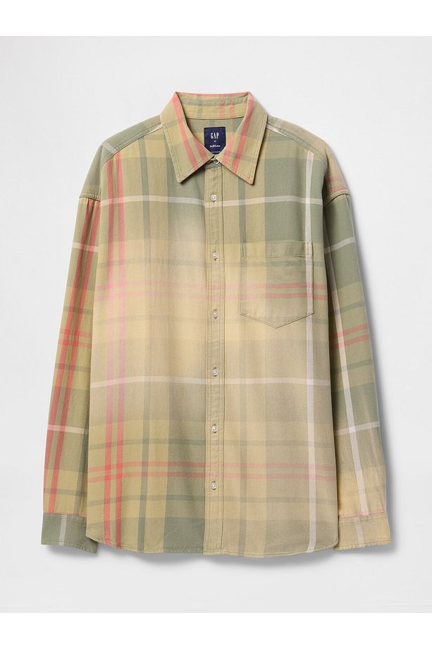 Erkek Sarı Sunwashed Twill Oversize Gömlek - 2