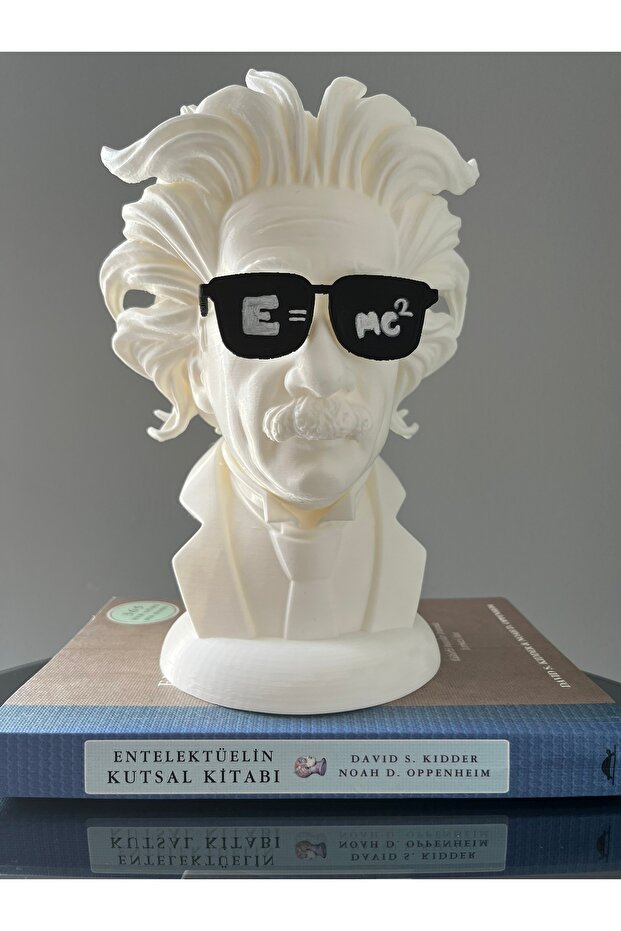 Albert Einstein Dekoratif Büst 25 cm Modern Einstein Heykeli E=mc2 Gözlüklü - 1