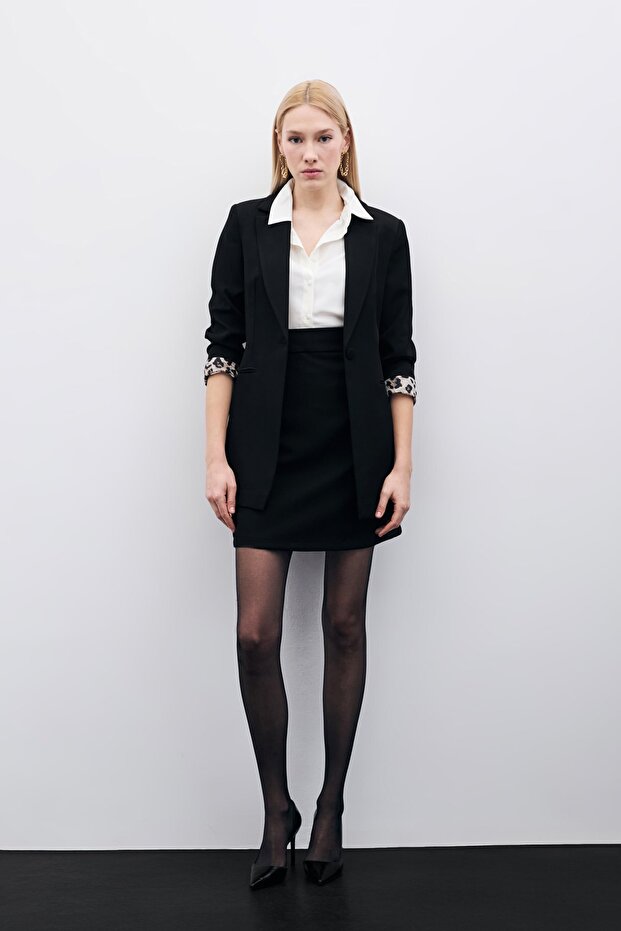 Düz Mini Etek - Siyah - 3