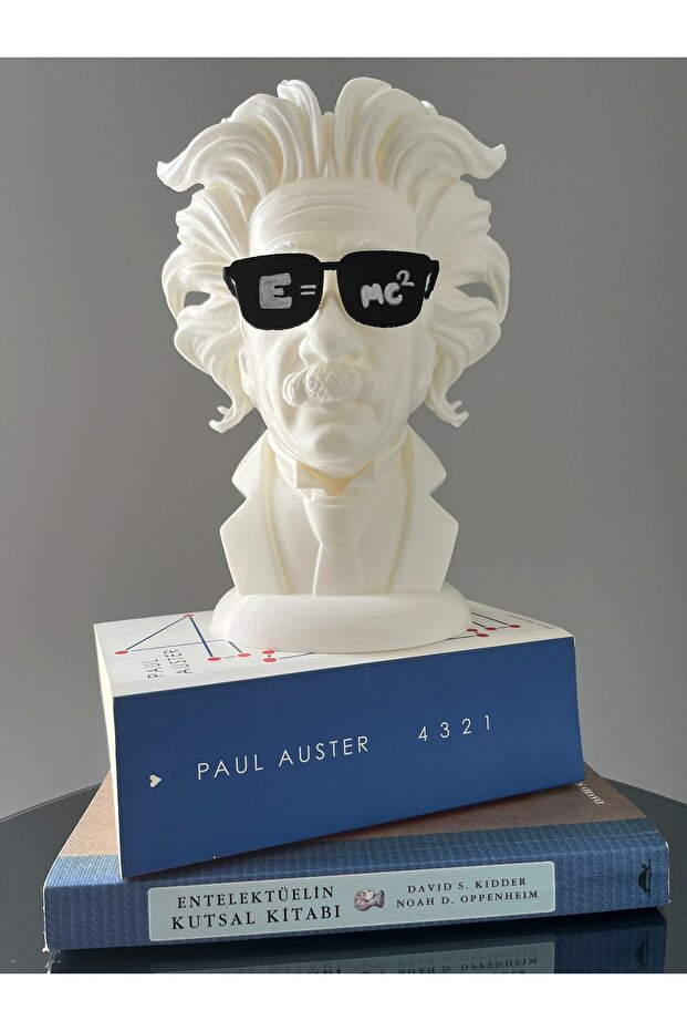 Albert Einstein Dekoratif Büst 25 cm Modern Einstein Heykeli E=mc2 Gözlüklü - 8