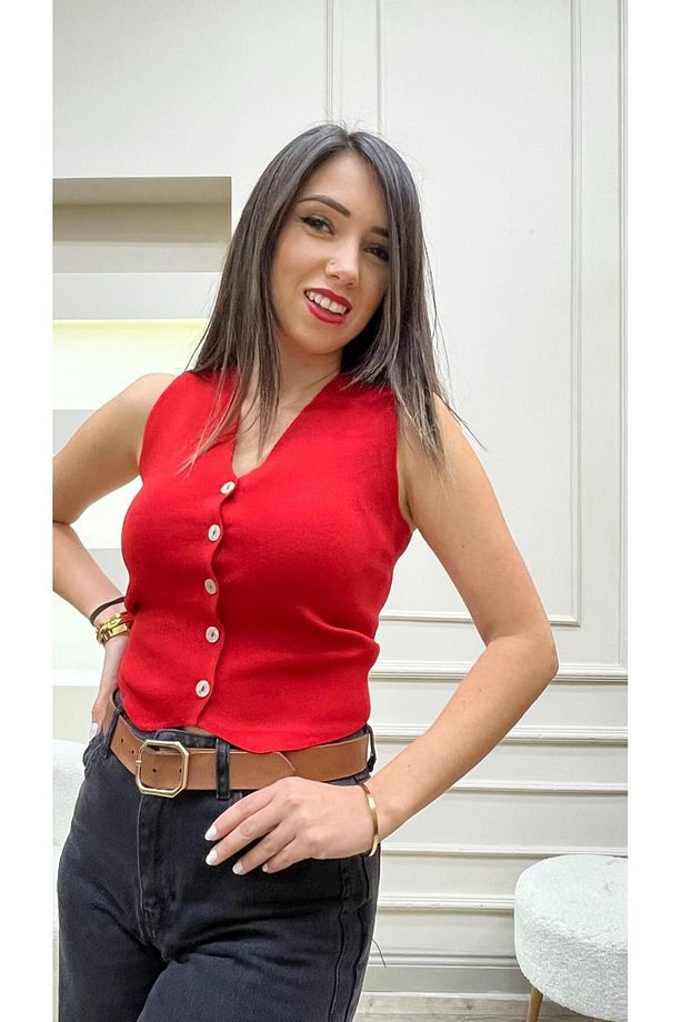 Sarı Triko Yelek - 2
