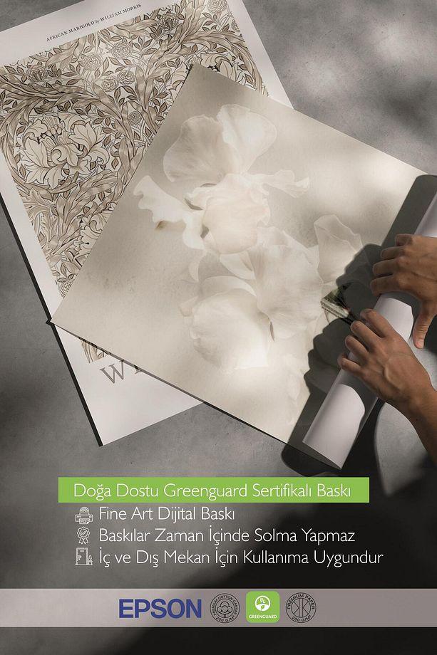 Beyaz Çerçeveli Tablo Seti, Soft Kahverengi William Morris Duvar Tablosu, 3 Adet Poster Seti, No:300 - 5