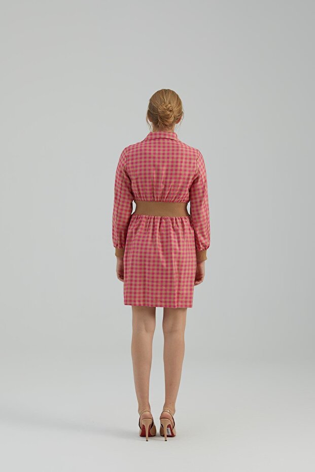 51108 ELBİSE CAMEL/PEMBE - 4