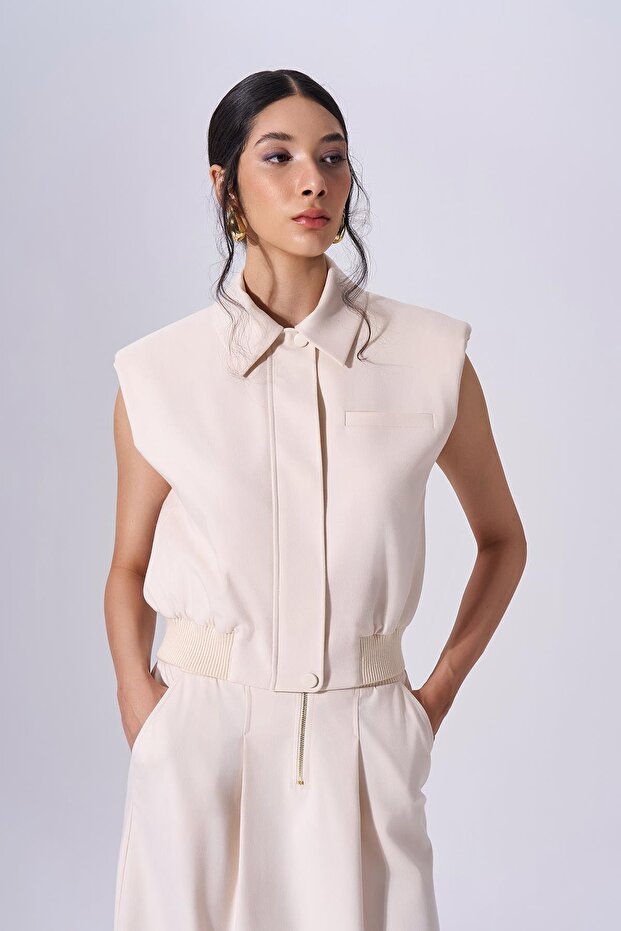 91702 Yelek Krem - 1