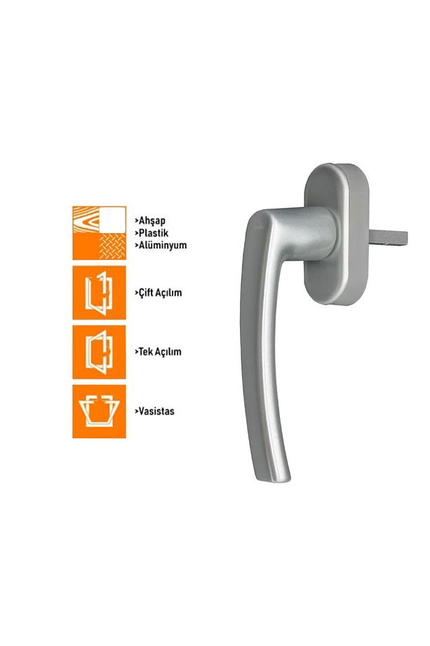 Line Secustik Pencere Kapı Kolu Pvc Pimapen Gümüş - 1