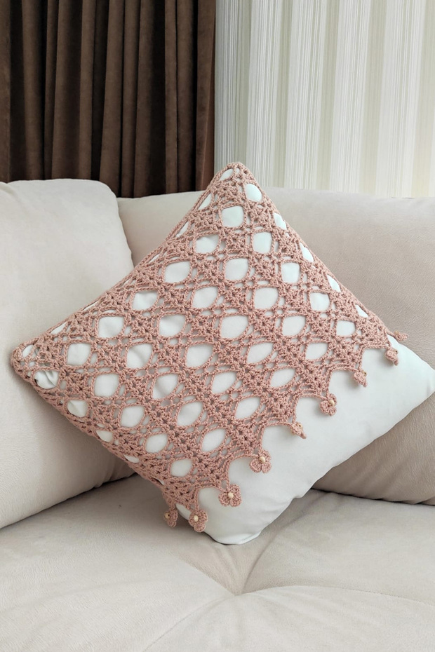 Knitted Decorative Pillow & Throw Pillow Cover with White Fabric Cover