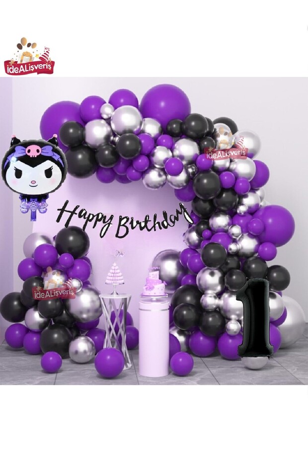 Kuromi Themed Age Foiled Balloon Set - Birthday Party Ornament