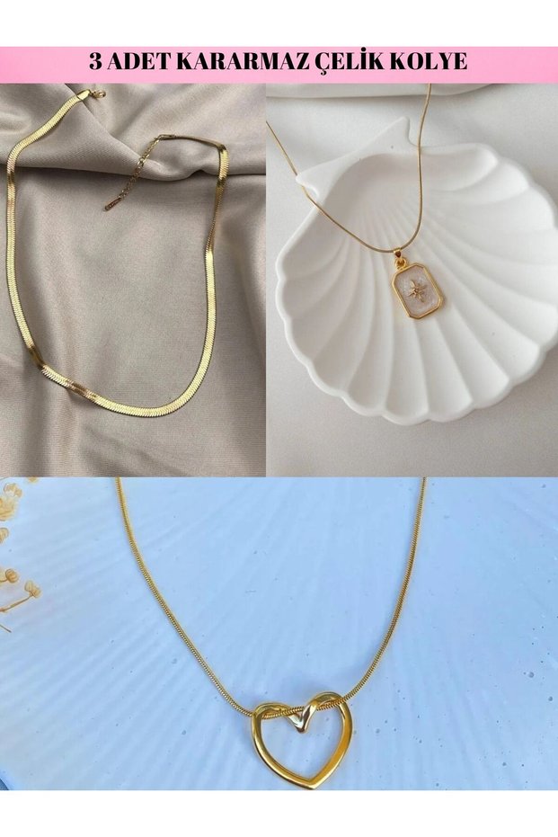 3 Pcs Steel Instarced Steel Necklace North Star,Italian Chain Necklaces and Knot Heart Necklace