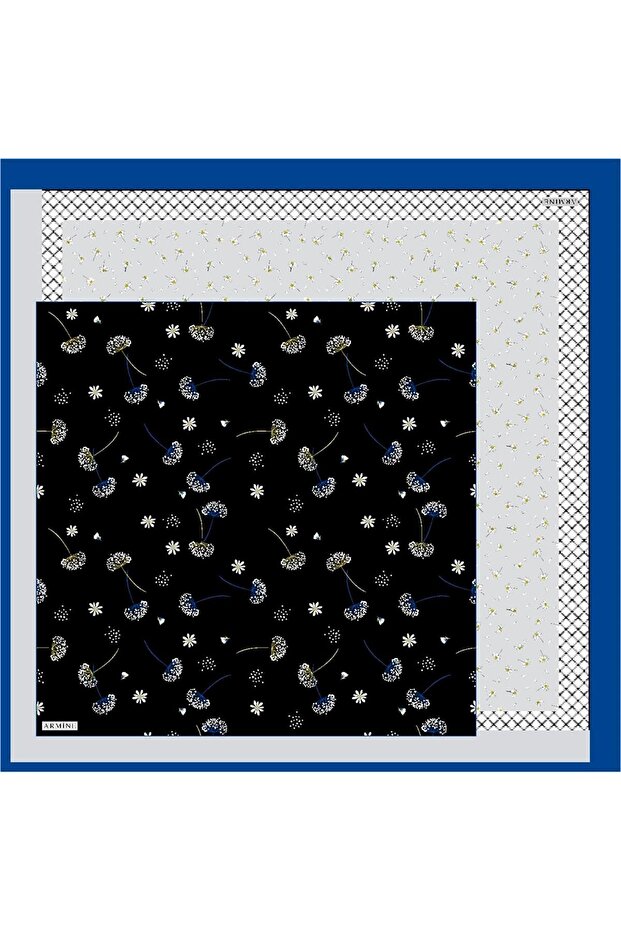 İpek Eşarp Nostalji - 8517-83 Saks Mavi Twill - 1