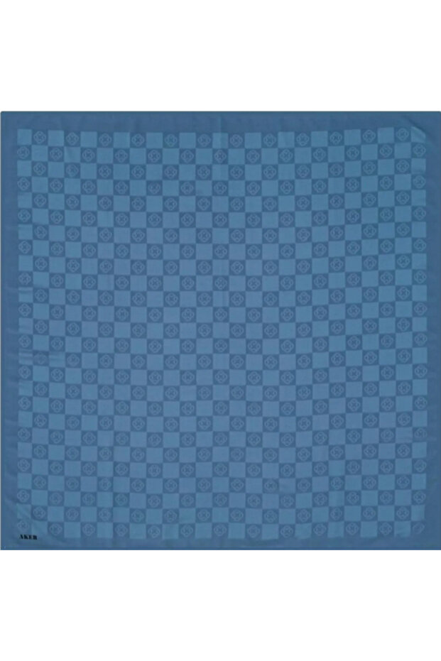 Eșarfă Monogram Checker - Turcoaz 924 - 1