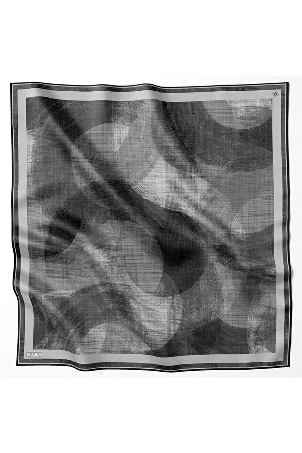 Silk Scarf Nostalgia - 8830-03 Gray Black Sura