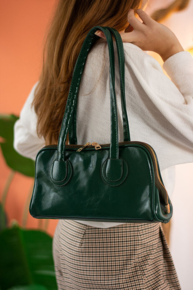 Mona Green Long Handle Baguette Hand and Shoulder Women's Bag
