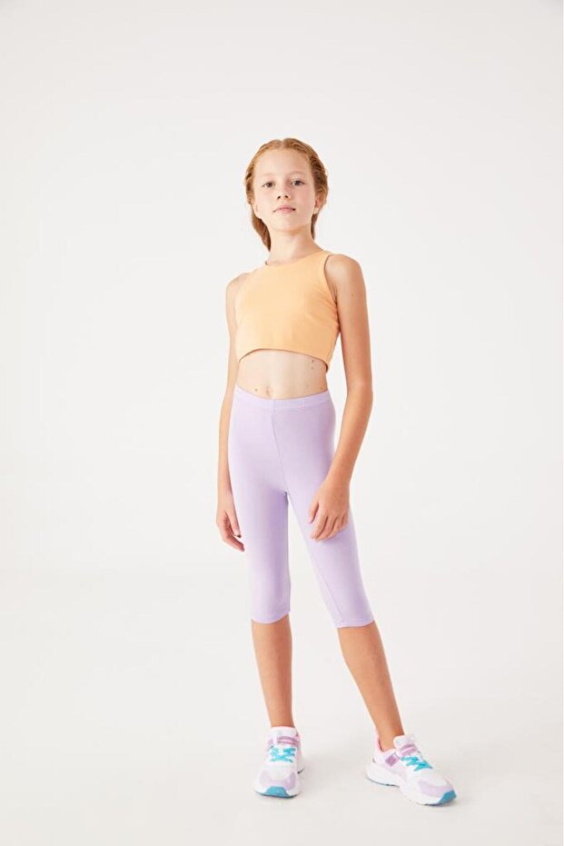 Kids Cotton Elastane Capri (Below Knee) Girls' School Leggings 2006