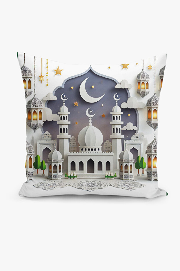 غطاء وسادة مطبوع رقميًا على الوجهين بنمط رمضان - رمضان