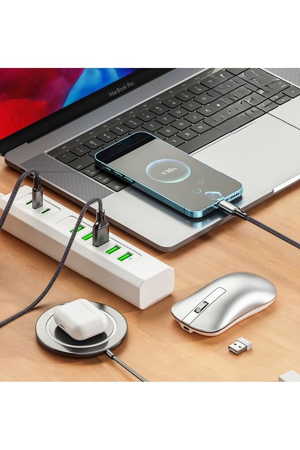 Hızlı Şarjlı USB Hub Çoklayıcı 3x Type-c 5x USB Çıkışlı 220V 1 MT Priz Kablolu Usb Çoğaltıcı - 3