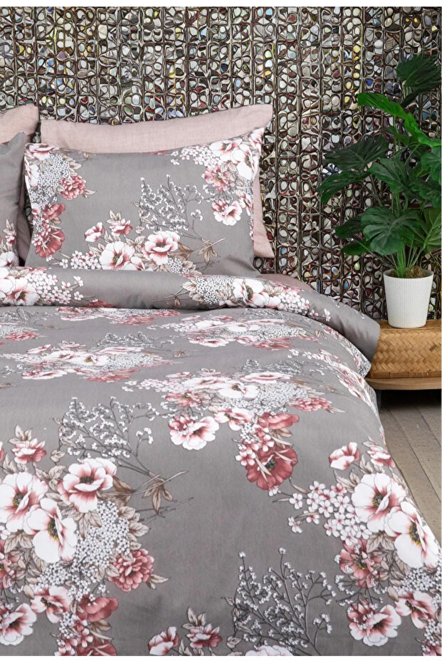 طقم مفروشات بنمط زهور لشخص واحد، مفروشات بسحاب مقاس 155 × 215 + غطاء وسادة