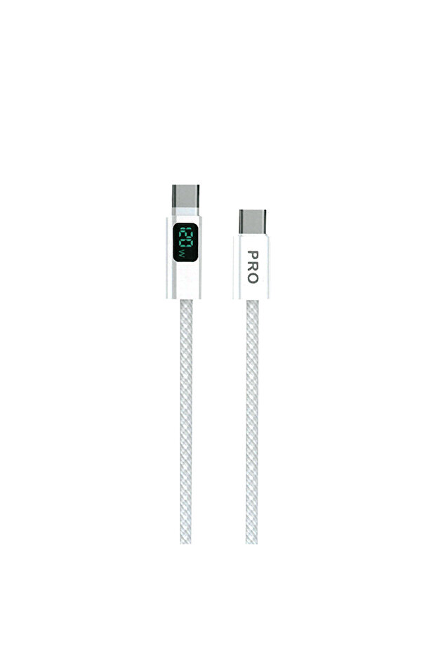Dijital Göstergeli 120w Süper Hızlı Örgülü Type C To Type C Şarj Kablosu 1.2 Metre - 1