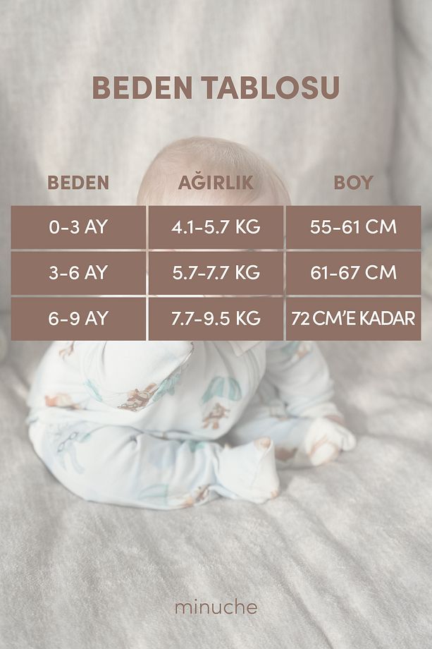 Bebek Uyku Tulumu ve Oyun Pijaması %100 Pamuk - Tek Parça Önden Fermuarlı Tulum Pijama - 3