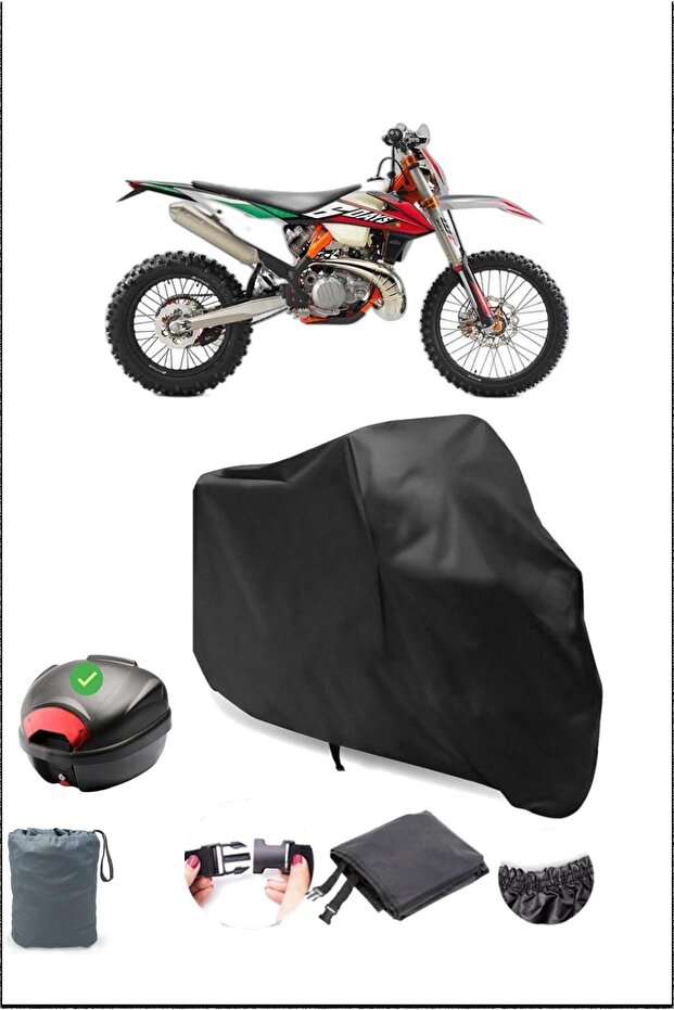 Black Ktm 250 Exc Six Days Rear Bag Compatible Waterproof Motorcycle Cover