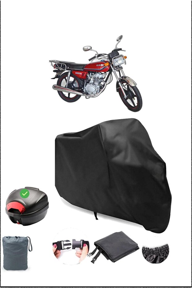 Black Kuba Cg 100/Km125-6 Rear Bag Compatible Waterproof Motorcycle Cover