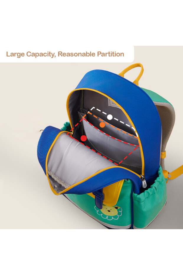 حقيبة ظهر مدرسية مقاس 16 بوصة - خضراء - 2