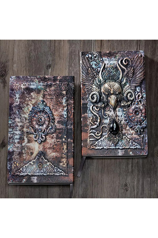 هدية دفتر جلدي بتصميم قوطي ثلاثي الأبعاد منقوش - 2
