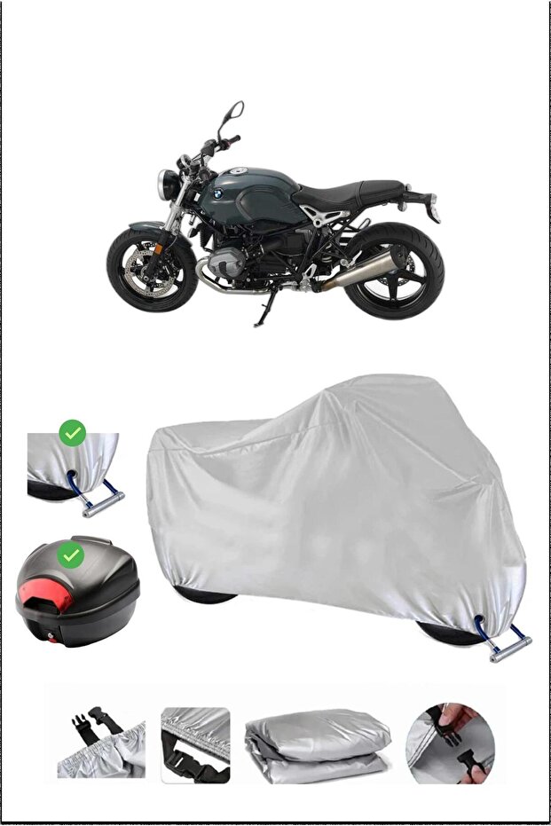 Bmw Rninetpure Rear Bag Lock Compatible Waterproof Motorcycle Tarpaulin-Gray
