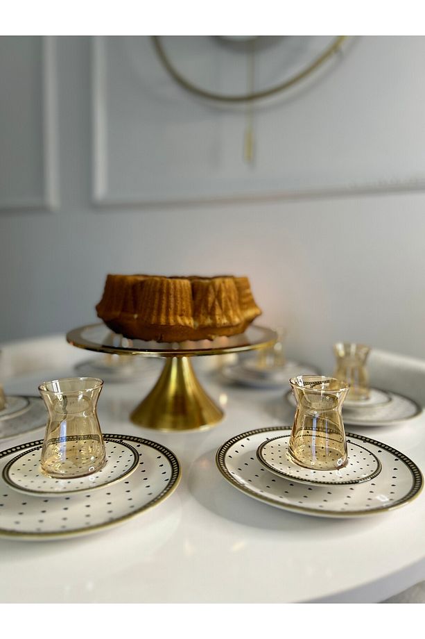 18 Parça Herenica Gold Çay Ve Pasta Seti 6 Adet Çay Bardağı 6 Adet Çay Tabağı 6 Adet - 5