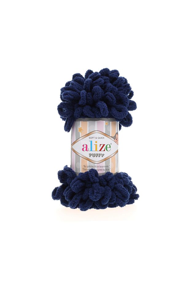 ( 5 Adet ) Puffy El Örgü Ipliği 5'li Paket - 58 Lacivert - 100 Gr. 9 Mt. Parmak Örgü Ipi - 1