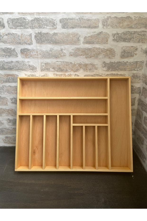 55X 45 cm Ayfiwood Wooden Cutlery with Drawer Inside Dinnerware and Serving Utensil Organizer