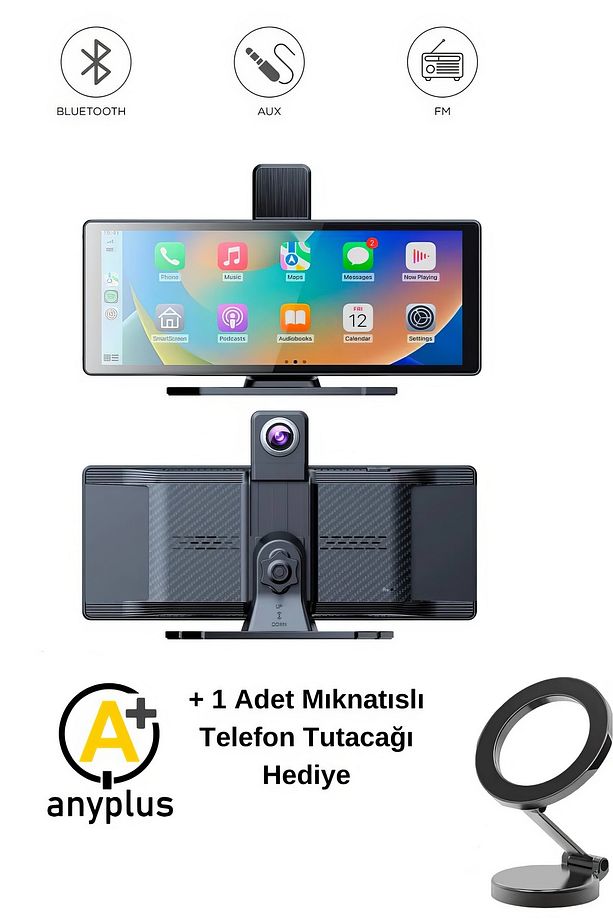 Carplay Apple Android Uyumlu 10.2 İnç Büyük Ekran Tak Çalıştır 4K Ön/Arka Çift Kameralı Araç Ekranı - 1