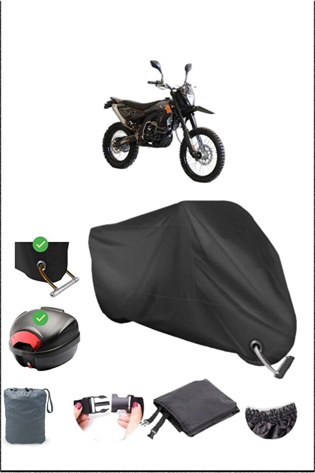 Black Asia Rx 250 Supermoto Rear Bag Lock Compatible Waterproof Canvas (Motorcycle)