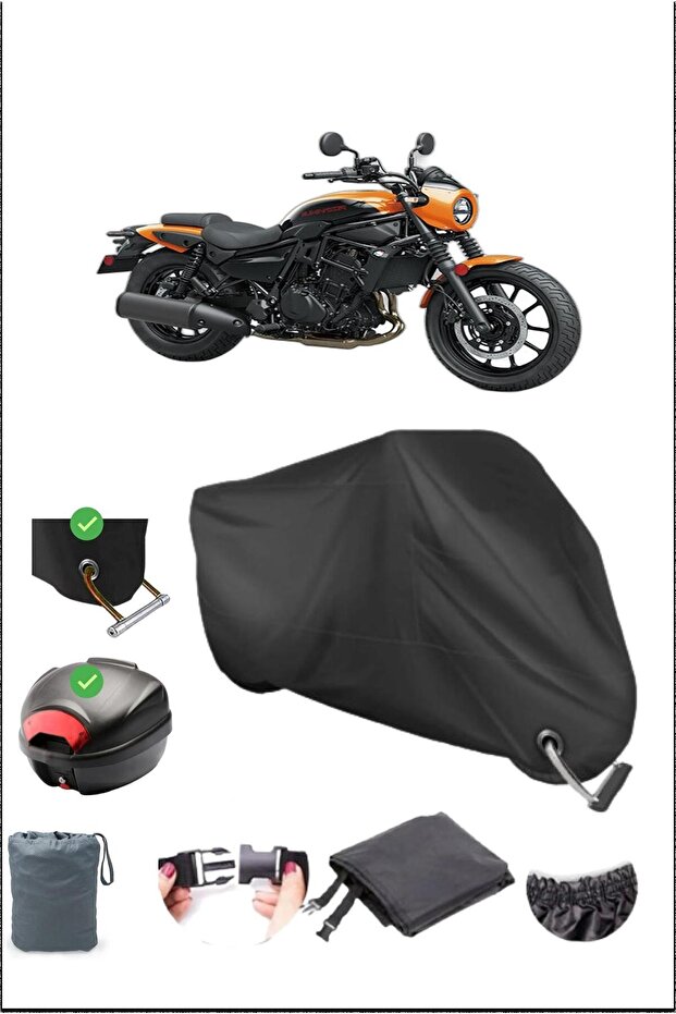 أسود KAWASAKI ELIMINATOR 500 SE قفل حقيبة خلفي متوافق مع القماش المشمع المقاوم للماء (دراجة نارية)